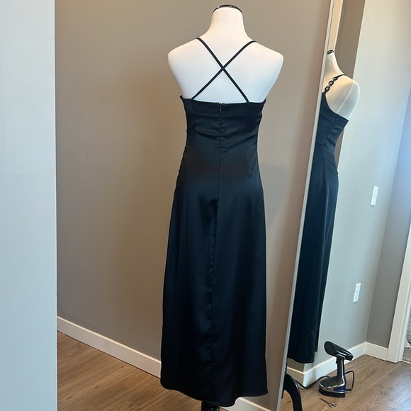Sexy Zara black satin midi dress.  Never worn! - Picture 6 of 7